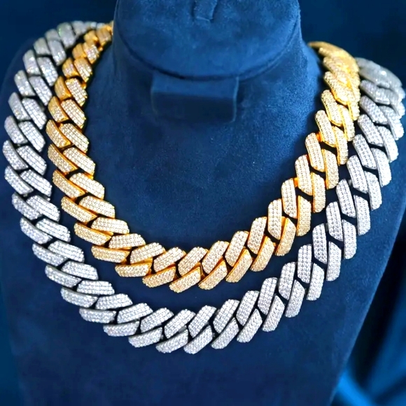 Hip Hop Micro Pave CZ Silver Cuban Chain Necklace - 20mm 18inch - Picture 1 of 1